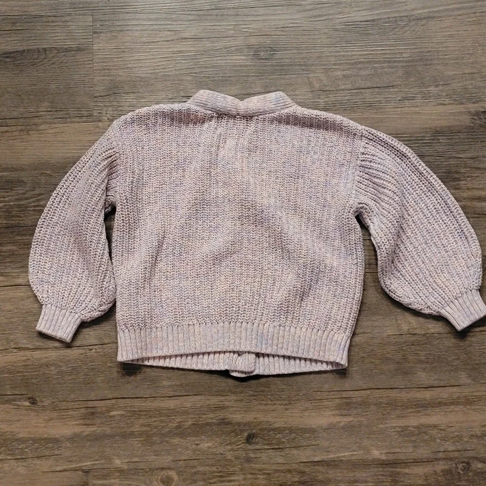 Old Navy‎ Girls 3T Pastel Marl Knit Cardigan Sweater Button Front Balloon Sleeve